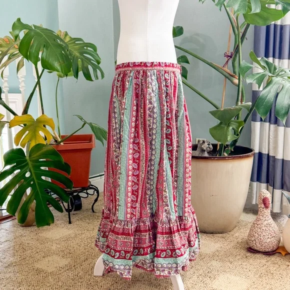Bohemian Multicolor Midi Skirt Handmade Vintage - Picture 3 of 7